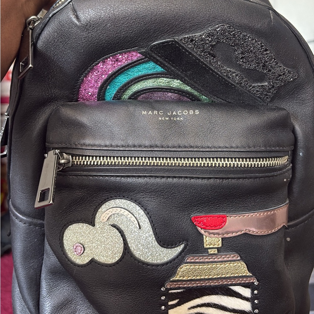 Marc Jacobs Black Backpack with Vibrant Accents